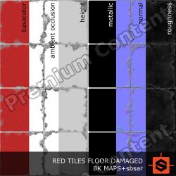 PBR substance material of wall tiles damaged created in substance designer for graphic designers and game developers